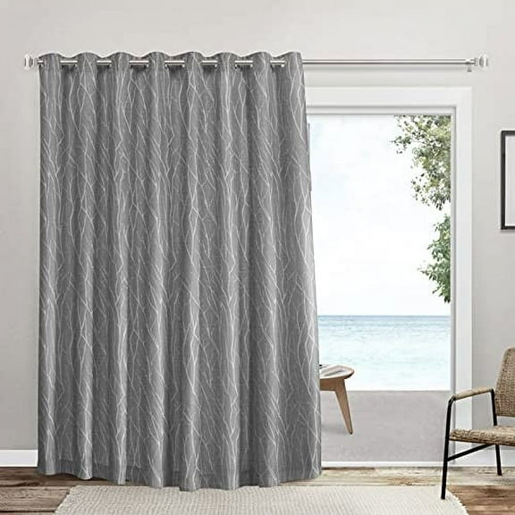 Exclusive Home Forest Hill Patio Room Darkening Blackout Grommet Top Patio Curtain Panel, 108"x96", Ash Grey