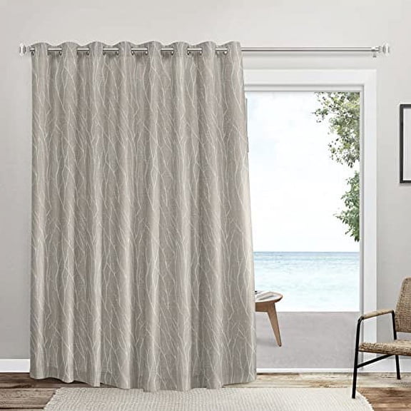 Exclusive Home Forest Hill Patio Room Darkening Blackout Grommet Top Patio Curtain Panel, 108"x96", Linen