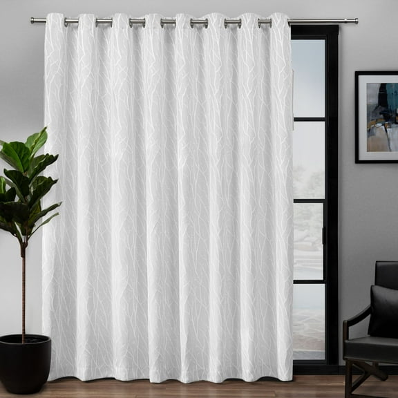 Exclusive Home Forest Hill Patio Woven Room Darkening Blackout Grommet Top Single Curtain Panel, 108"x84", Winter