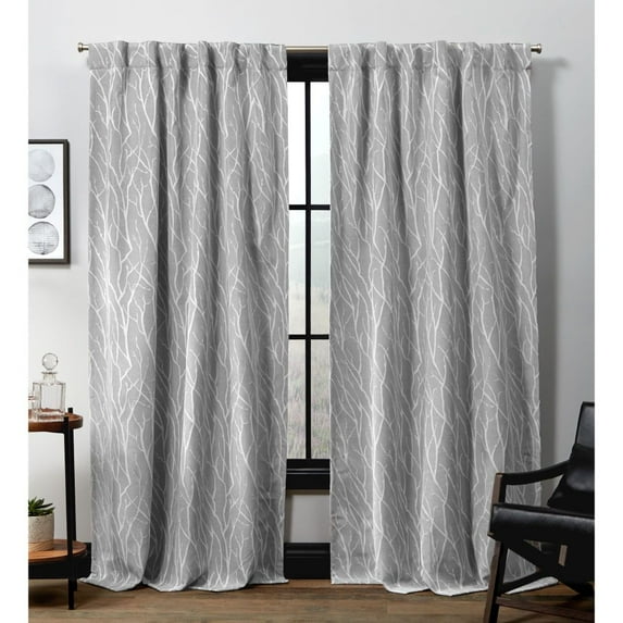 Exclusive Home Forest Hill Woven Hidden Tab Top Curtain Panel Pair, Gray, 52x96