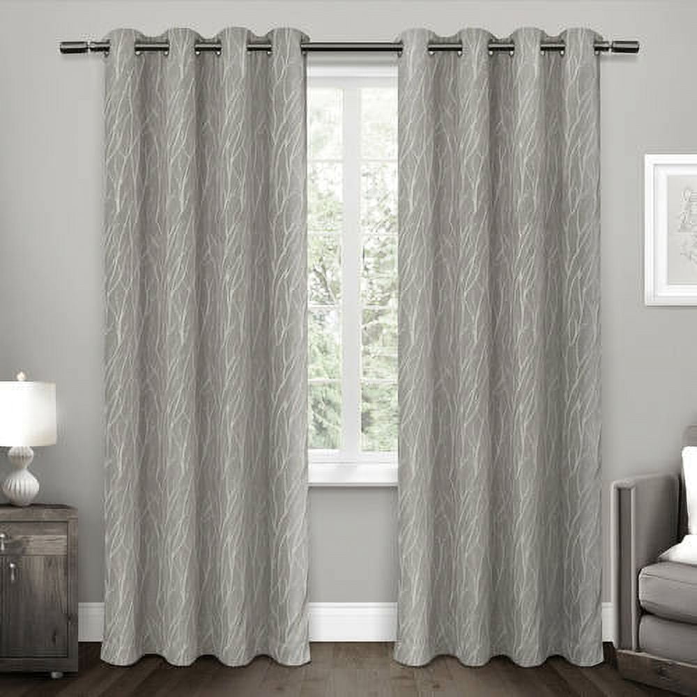 Forest Hill Ash Grey Woven Blackout Curtain Panels, 52"x96", Set of 2