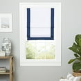 thumbnail image 1 of Exclusive Home Frontera 100% Blackout Roman Shade, 23"x64", White/Denim, 1 of 3