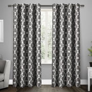 Exclusive Home Gates Sateen Room Darkening Blackout Thermal Grommet Top Curtain Panel Pair, 52"x108", Black Pearl