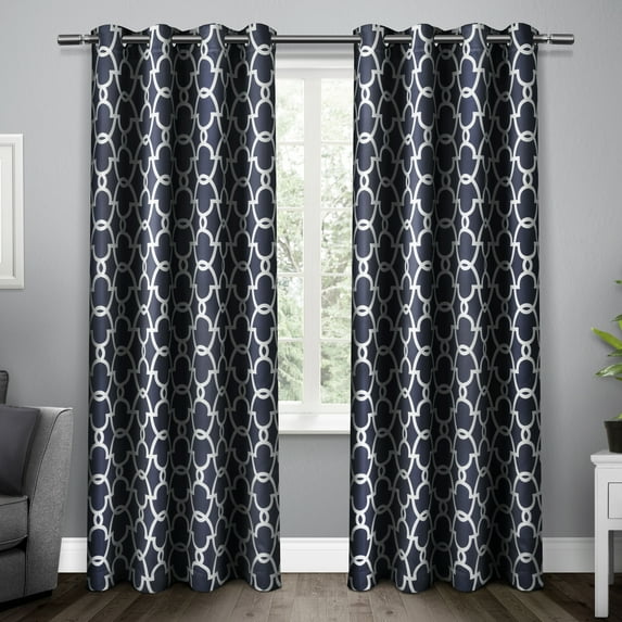 Exclusive Home Gates Sateen Room Darkening Blackout Thermal Grommet Top Curtain Panel Pair, 52"x63", Peacoat Blue