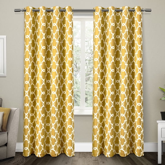 Exclusive Home Gates Sateen Room Darkening Blackout Thermal Grommet Top Curtain Panel Pair, 52"x84", Sundress Yellow