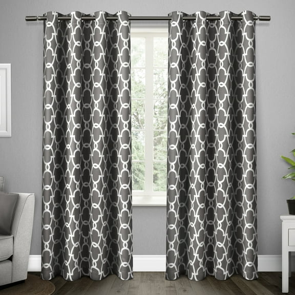 Exclusive Home Gates Sateen Room Darkening Blackout Thermal Grommet Top Curtain Panel Pair, 52"x96", Black Pearl