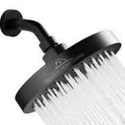 Exclusive Home Goods High Pressure Rainfall Shower Head with 360 Degree Rotation, 6" 2.5 GPM Matte Black