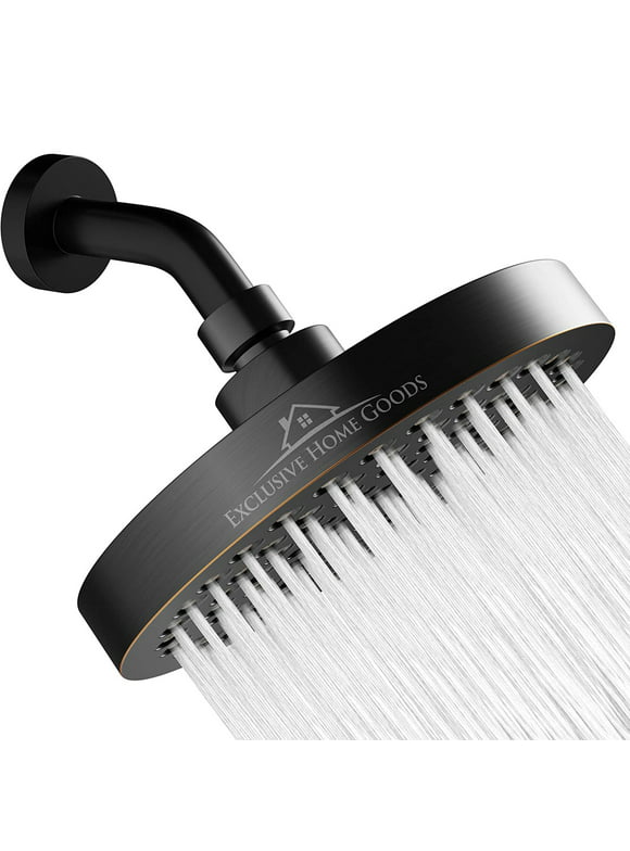 Exclusive Home Goods High Pressure Rainfall Shower Head with 360 Degree Rotation, 6" 2.5 GPM Oil-Rubbed Bronze