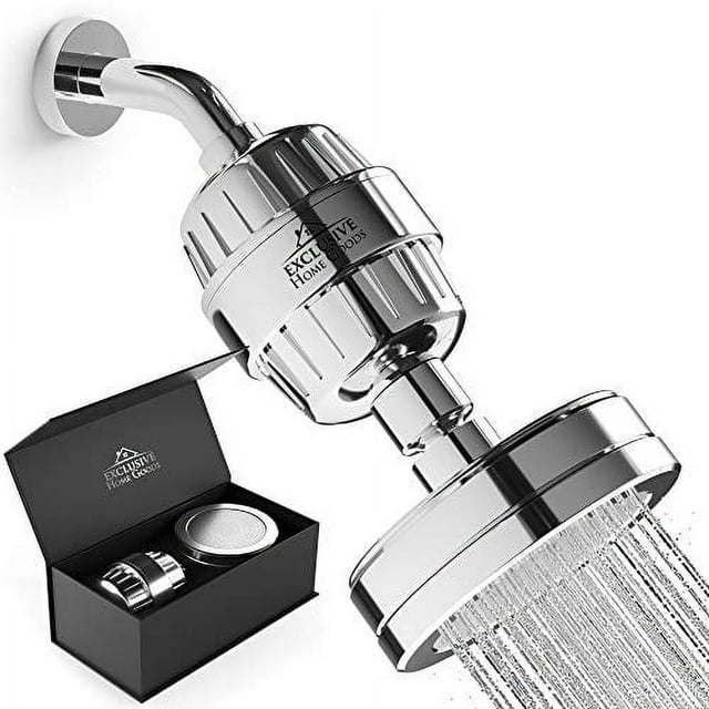 Exclusive Home Goods Rainfall Shower Head & Showerhead Filter System with Filter for Hard Water