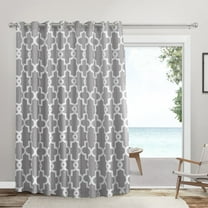 Exclusive Home Ironwork Sateen Woven Room Darkening Blackout Grommet Top Patio Curtain Panel, 108"x84", Silver