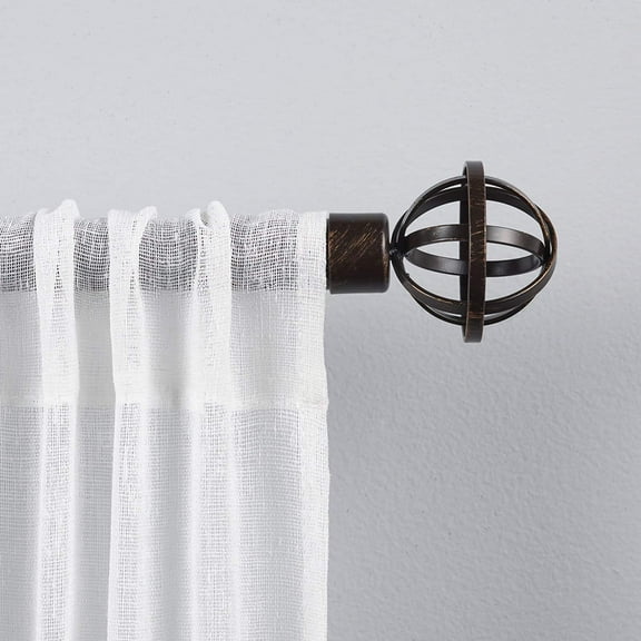 Exclusive Home Jetson 1" Curtain Rod and Coordinating Finial Set, Matte Black, Adjustable 66"-120"