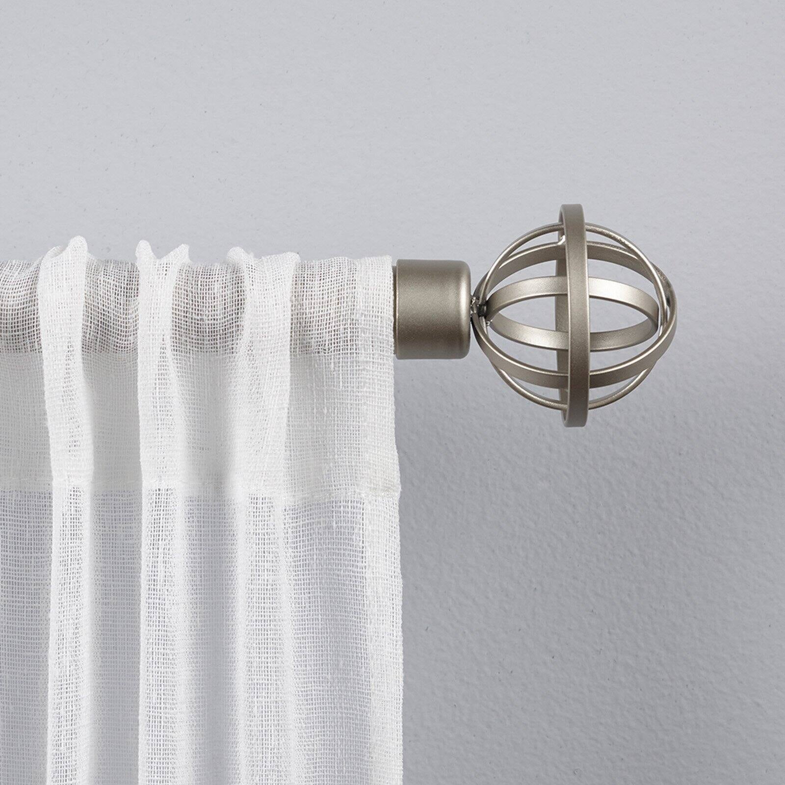 Exclusive Home Jetson 1" Curtain Rod and Coordinating Finial Set, Matte Silver, Adjustable 36"-72"