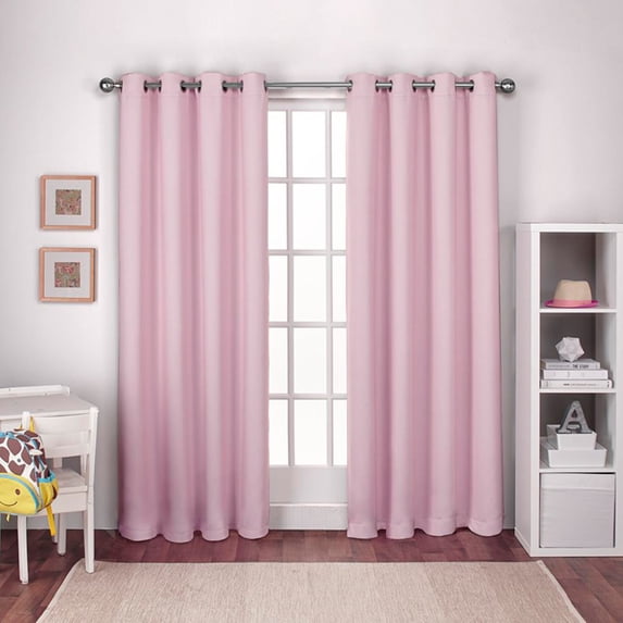 Exclusive Home Curtains Textured Woven Blackout Window Curtain Panel Pair with Grommet Top 52x84 Bubble Gum Pink 2 Piece