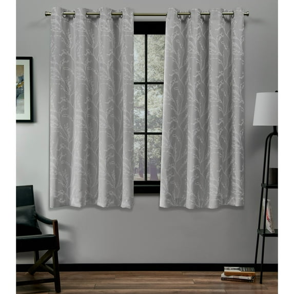 Exclusive Home Kilberry Woven Room Darkening Blackout Grommet Top Curtain Panel Pair, 52"x63", Dove Grey