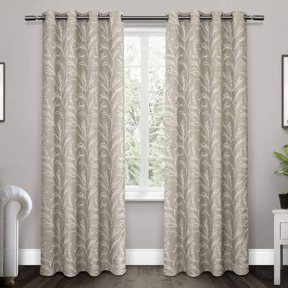 Exclusive Home Kilberry Woven Room Darkening Blackout Grommet Top Curtain Panel Pair, 52"x84", Dove Grey