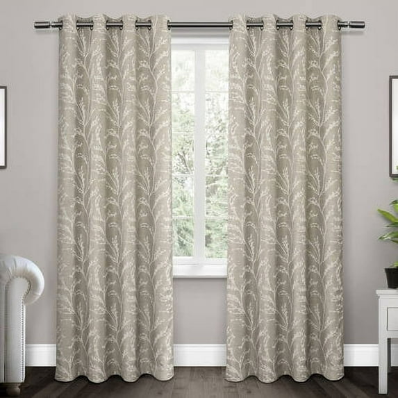 Exclusive Home Kilberry Woven Room Darkening Blackout Grommet Top Curtain Panel Pair, 52"x84", Dove Grey