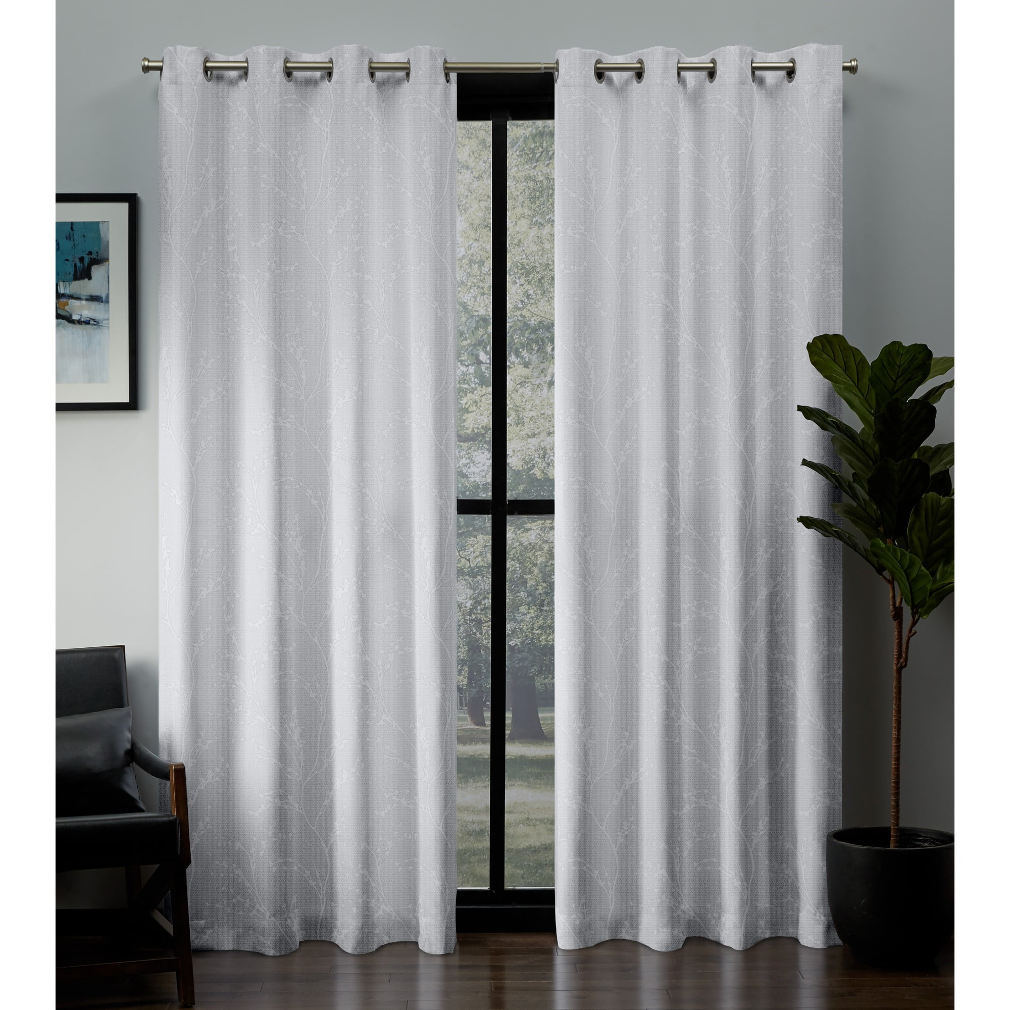 Exclusive Home Kilberry Woven Room Darkening Blackout Grommet Top Curtain Panel Pair, 52"x84", Winter