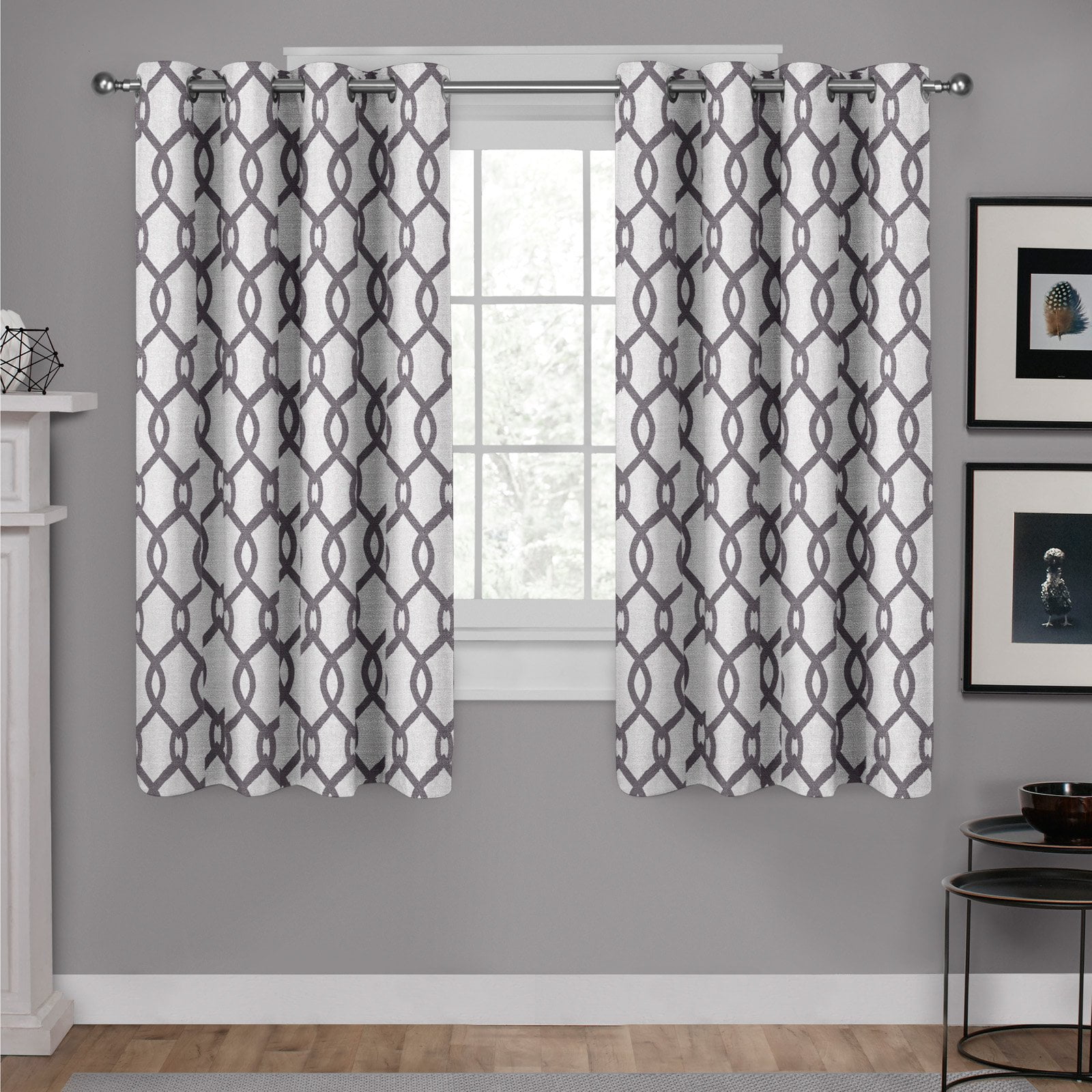 Set of 2 63"x54" Kochi Linen Blend Grommet Top Window Curtain Panel Black Pearl - Exclusive Home