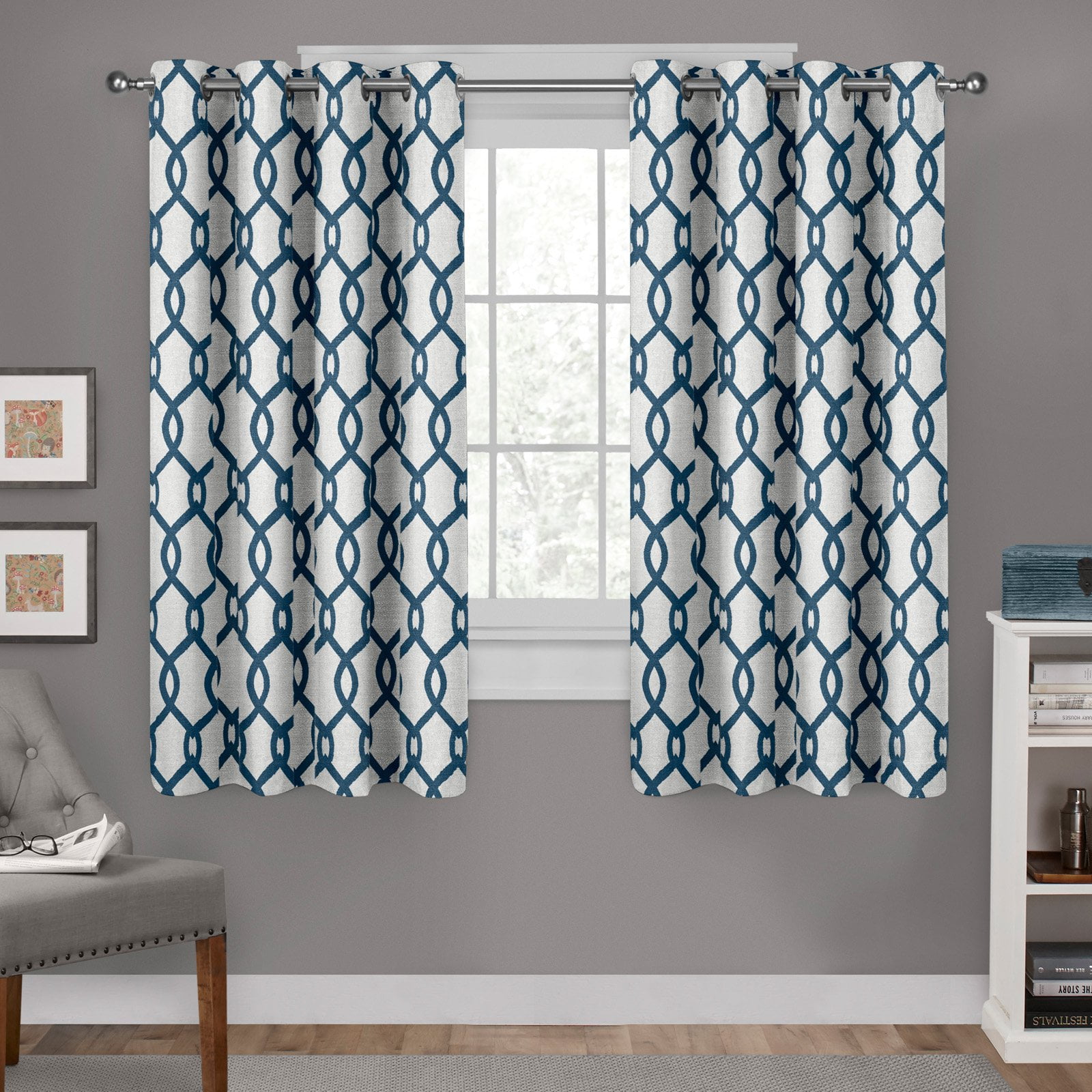 Exclusive Home Kochi Light Filtering Linen Blend Grommet Top Curtain Panel Pair, 54"x63", Teal