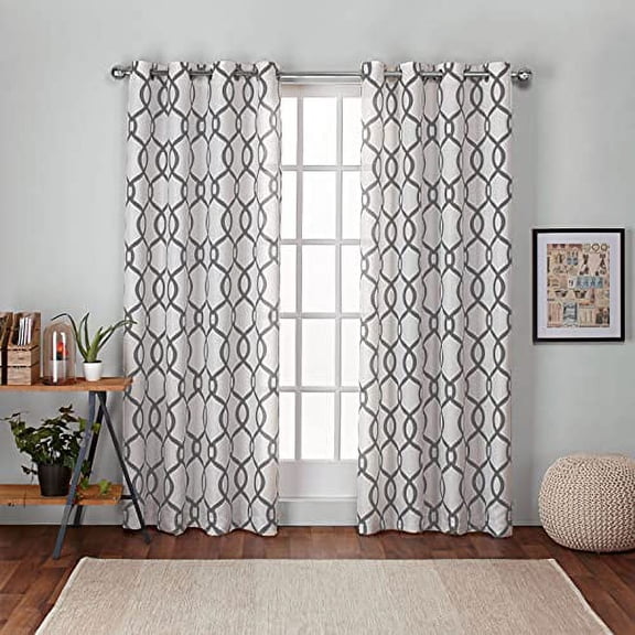 Exclusive Home Kochi Light Filtering Linen Blend Grommet Top Curtain Panel Pair, 54"x96", Black Pearl