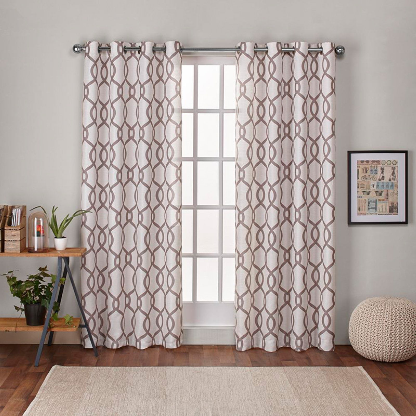 Natural Off-White Linen Blend Grommet Curtain Panels