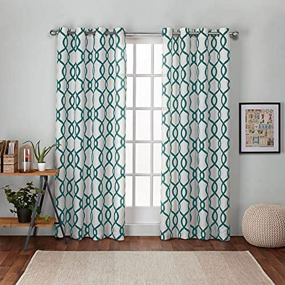 Exclusive Home Kochi Light Filtering Linen Blend Grommet Top Curtain Panel Pair, 54"x96", Teal
