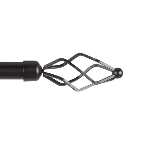 Exclusive Home Lancelot 1" Window Curtain Rod and Finial Set, Adjustable 36"-72", Matte Black