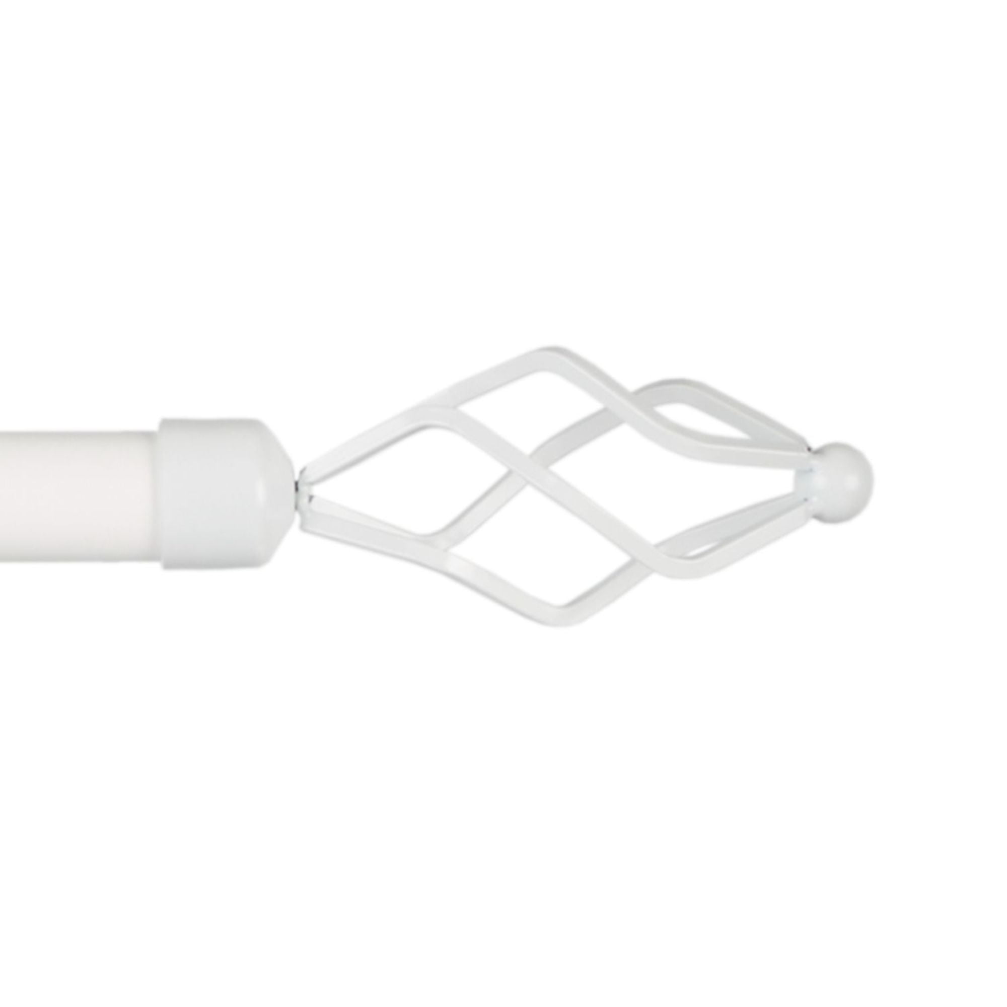 Off White Adjustable Iron Curtain Rod with Wired Torch Finials