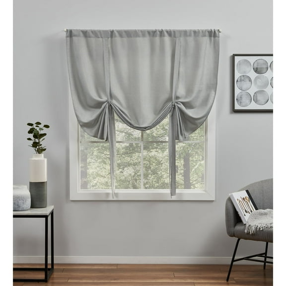 Exclusive Home Loha Indoor Light Filtering Rod Pocket Tie Up Roman Window Shades, 54"x63", Dove Grey