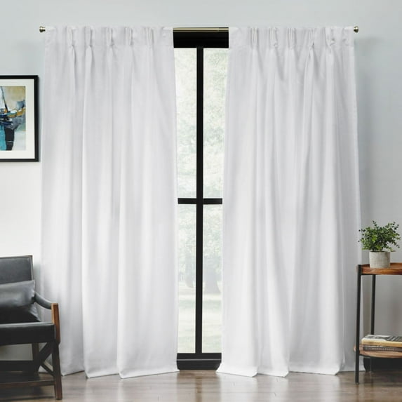 Exclusive Home Loha Light Filtering Pinch Pleat Curtain Panel Pair, 108" Length, Winter White