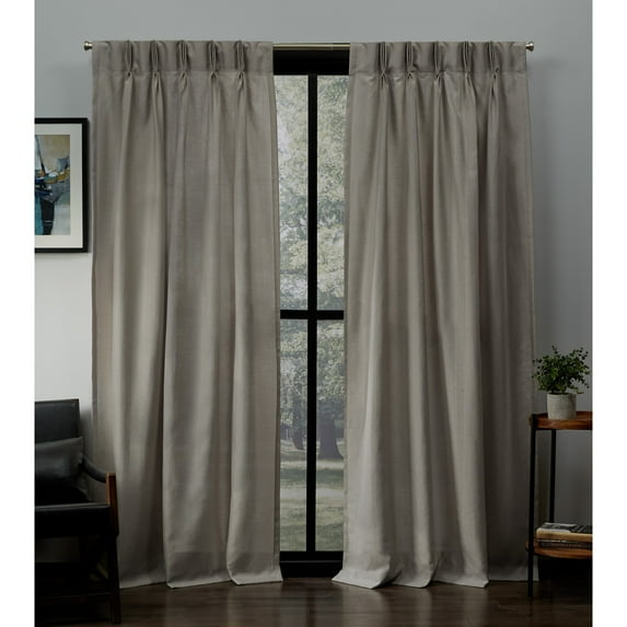 Exclusive Home Loha Light Filtering Pinch Pleat Curtain Panel Pair, 84" Length, Beige