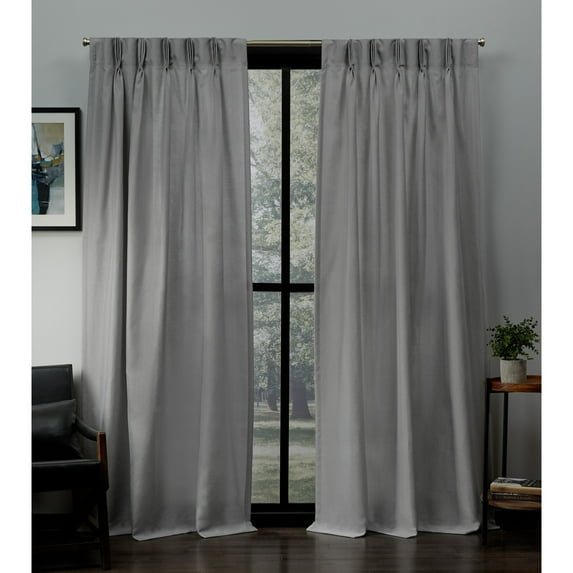 Exclusive Home Loha Light Filtering Pinch Pleat Curtain Panel Pair, 84" Length, Dove Grey