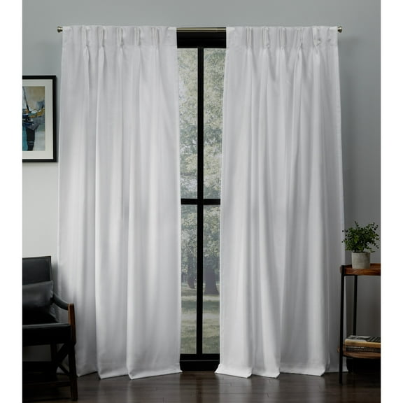 Exclusive Home Loha Light Filtering Pinch Pleat Curtain Panel Pair, 96" Length, Winter White