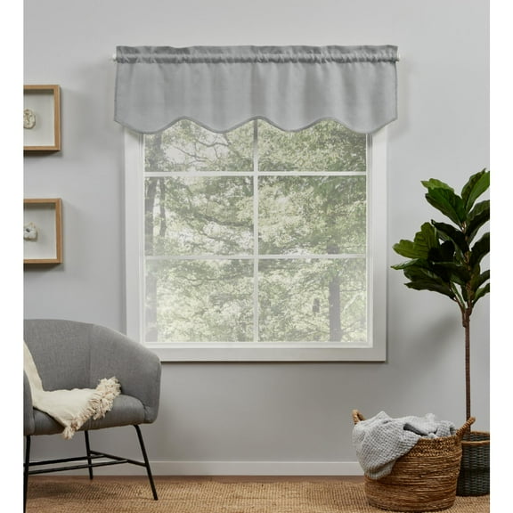 Exclusive Home Curtains Loha Light Filtering Rod Pocket Scalloped Valance, 54x16, Dove Grey