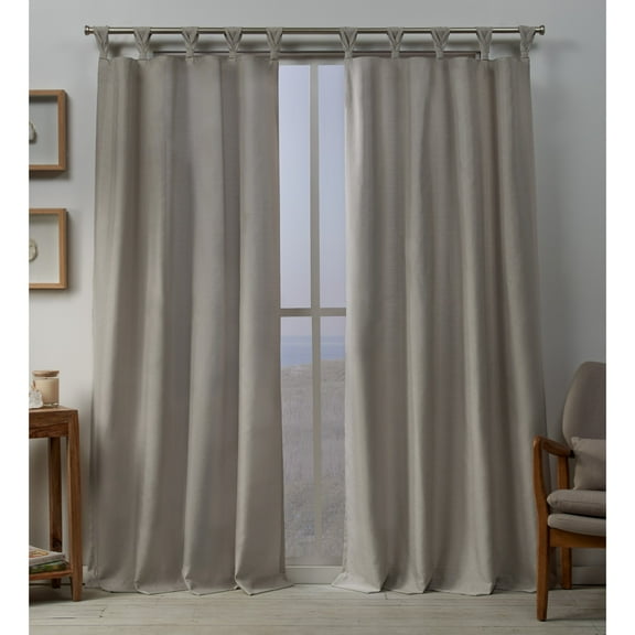 Exclusive Home Loha Linen Braided Tab Top Curtain Panel Pair, 54"x84", Beige