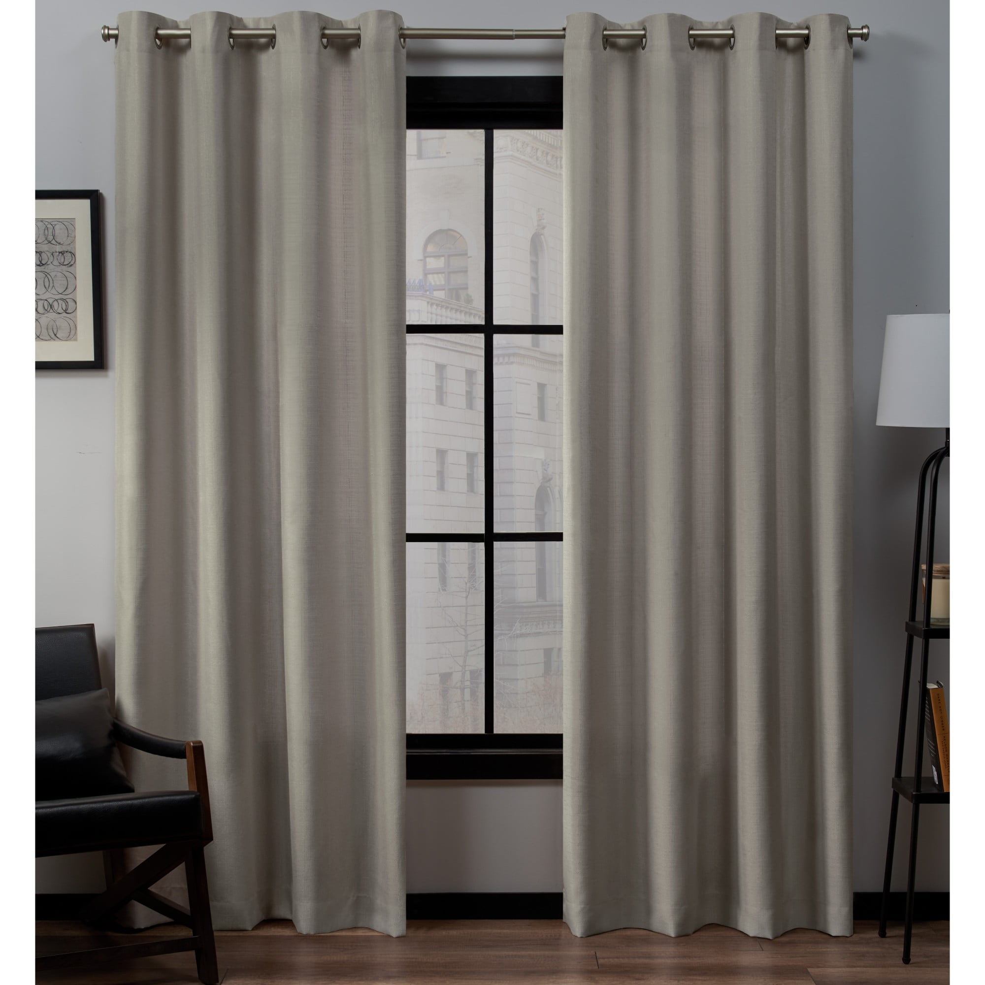 Vintage Linen Light-Filtering Grommet Top Curtain Panels, 54"x84"