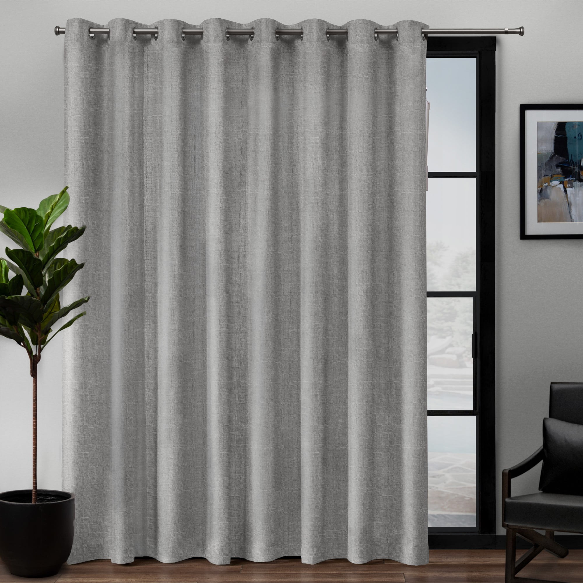 Exclusive Home Loha Patio Grommet Top Single Curtain Panel, 108"x84", Dove Grey