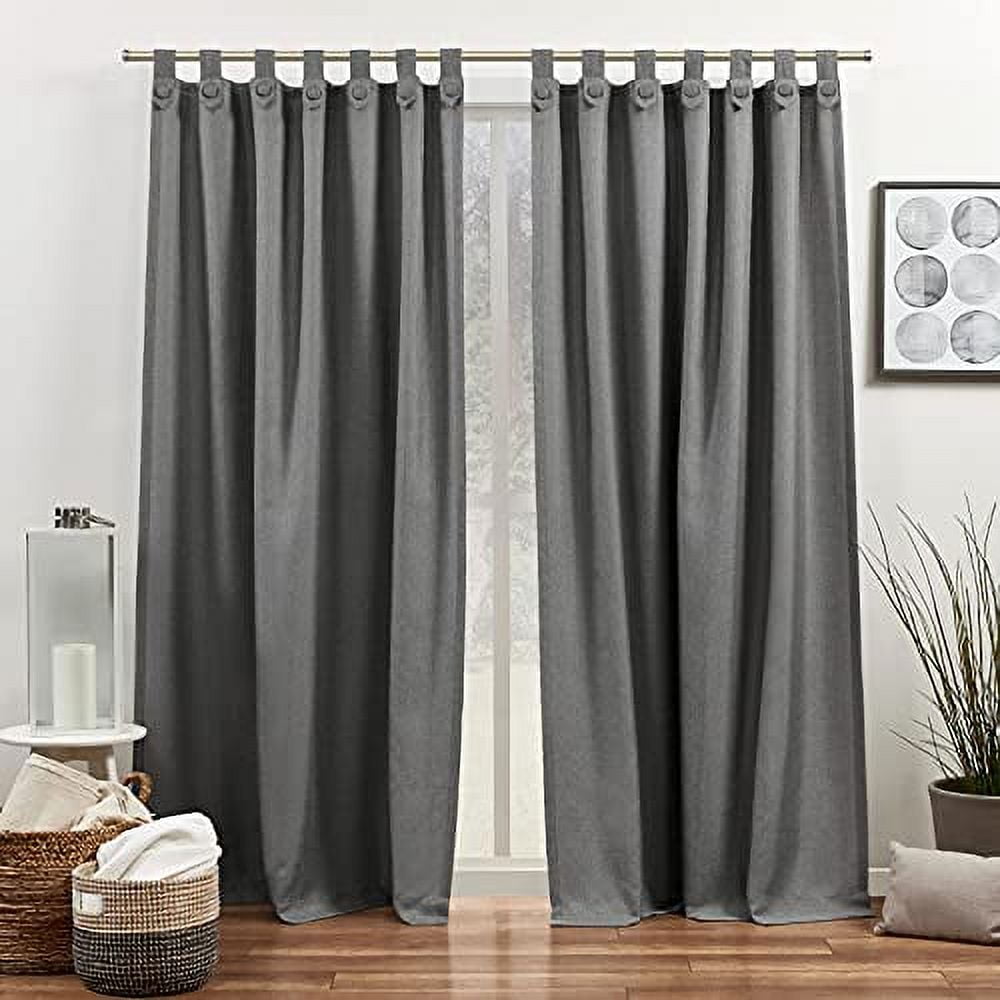 Exclusive Home Loha Tuxedo Tab Top Curtain Panel Pair, 54"x108", Black Pearl