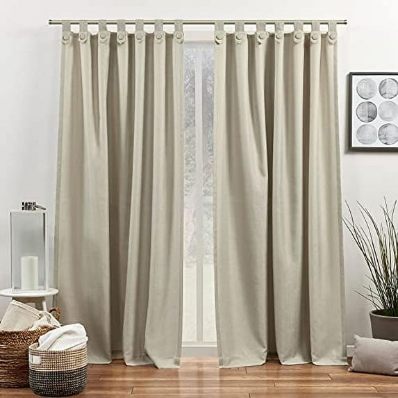 Exclusive Home Loha Tuxedo Tab Top Curtain Panel Pair, 54"x108", Natural