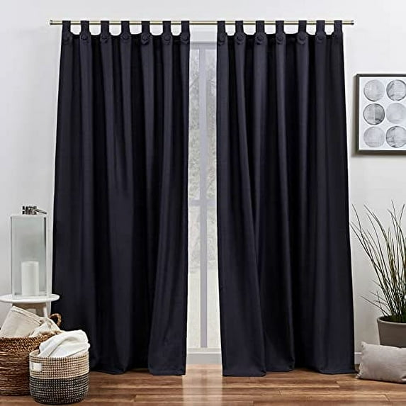 Exclusive Home Loha Tuxedo Tab Top Curtain Panel Pair, 54"x108", Peacoat Blue