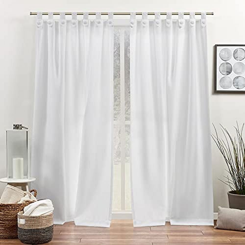 Exclusive Home Loha Tuxedo Tab Top Curtain Panel Pair, 54"x108", Winter White