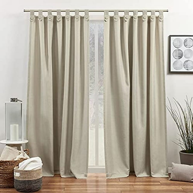 Exclusive Home Loha Tuxedo Tab Top Curtain Panel Pair, 54"x84", Natural