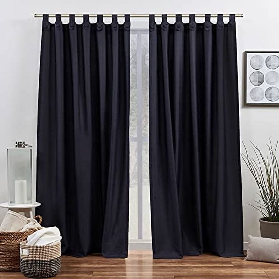 Exclusive Home Loha Tuxedo Tab Top Curtain Panel Pair, 54"x84", Peacoat Blue