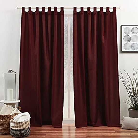 Exclusive Home Loha Tuxedo Tab Top Curtain Panel Pair, 54"x84", Radiant Red