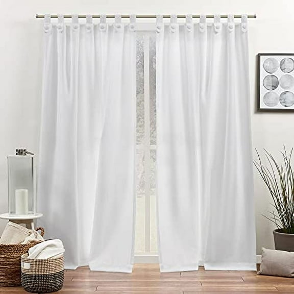 Exclusive Home Loha Tuxedo Tab Top Curtain Panel Pair, 54"x84", Winter White