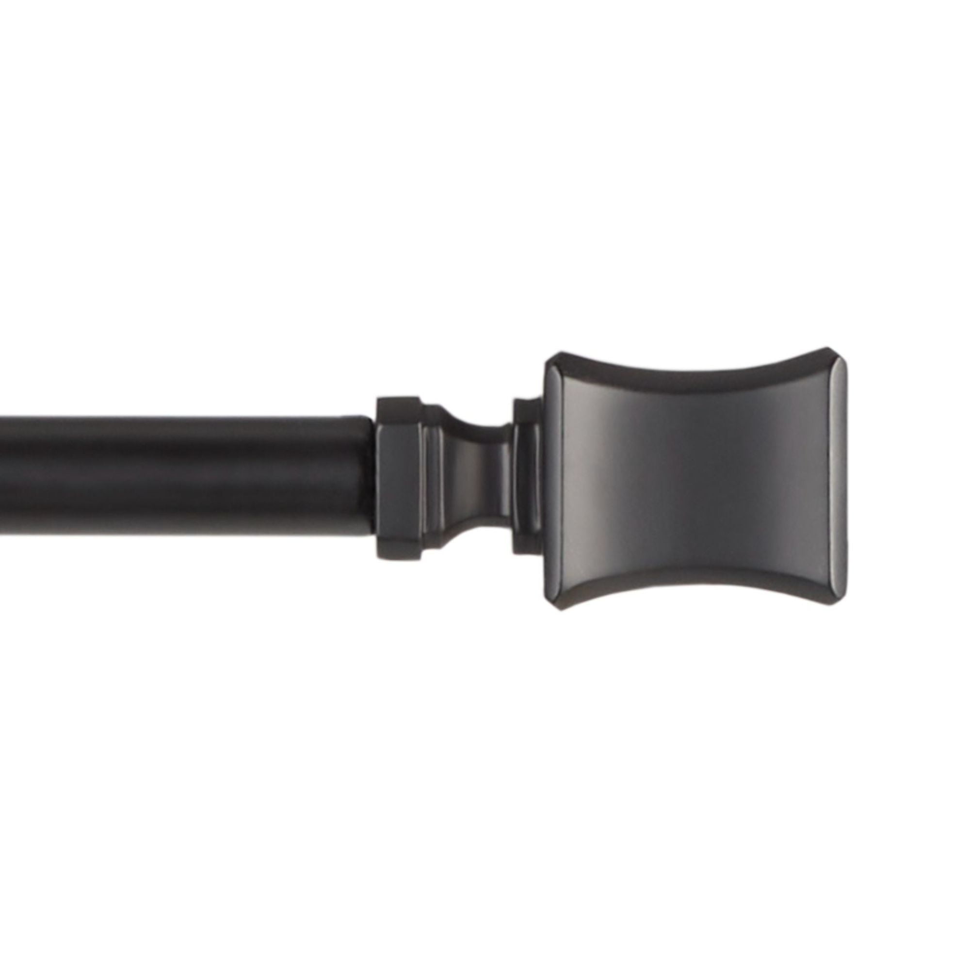 Matte Black Adjustable Curtain Rod with Resin Finials