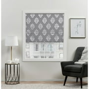 Exclusive Home Marseilles Damask 100% Blackout Roman Shade, 27"x64", Grey