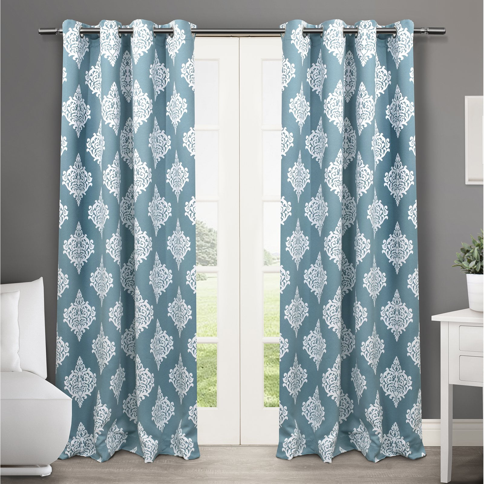 Teal Polyester Blackout Grommet Top Curtain Panels, 52" x 84"