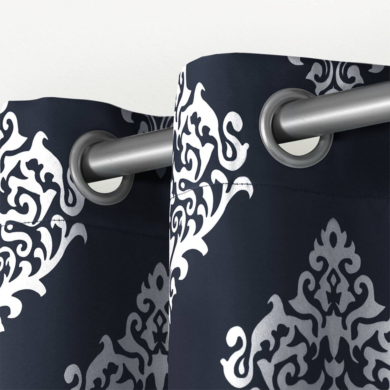 Exclusive Home Medallion Room Darkening Blackout Grommet Top Curtain Panel Pair, 52"x84", Peacoat Blue - image 1 of 5