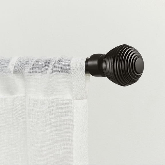 Exclusive Home Modern Layer 1" Curtain Rod and Finial Set, Matte Bronze, Adjustable 36"-72"